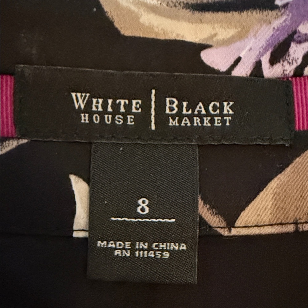 White House Black Market Floral A-Line Skirt - Black, Purple, White 8 - Picture 6 of 7